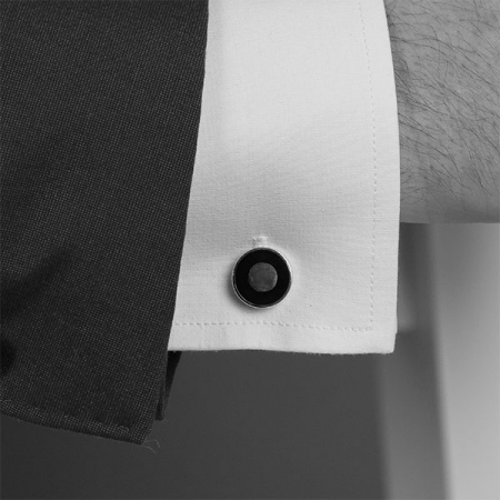 Butoni argint rotunzi cu email negru [0]