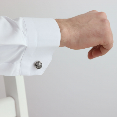 Butoni Argint - Butoni din argint cu model floral