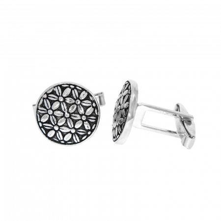 Butoni din argint cu model floral [3]