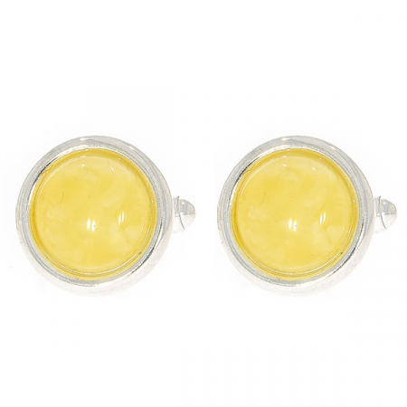 Butoni deosebiți din argint rotunzi cu chihlimbar galben natural [1]