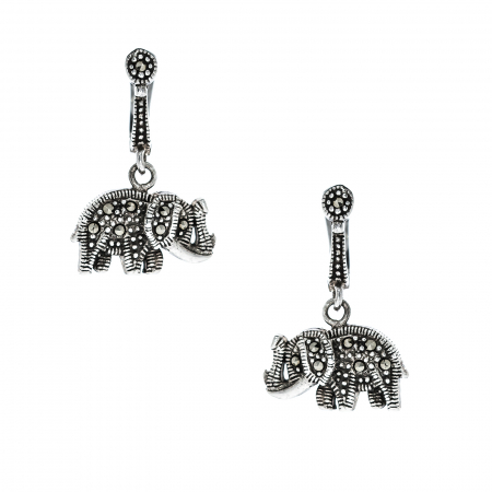 Cercei argint antichizat elefanți cu cristale de marcasită [0]