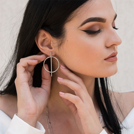 Cercei moderni din argint cu tijă și cerc [0]