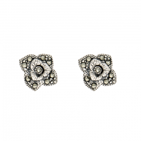 Cercei floare din argint 925 cu marcasite [0]