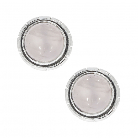 Cercei rotunzi din argint cu piatra Cuart roz [3]