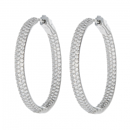 Cercei din argint rotunzi cu cristale de zirconiu transparent [0]