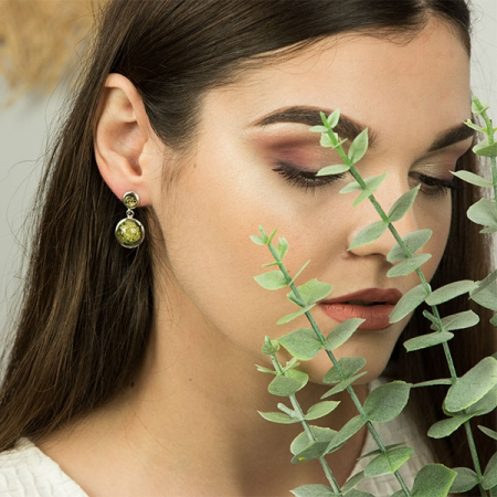 Cercei deosebiți din argint cu pietre naturale de chihlimbar verde [2]