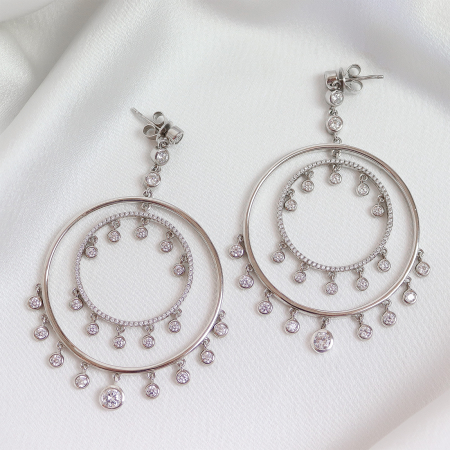 Cercei din argint statement cu zirconii [2]