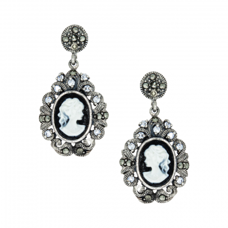 Cercei argint cu camee, zirconiu si marcasite [1]