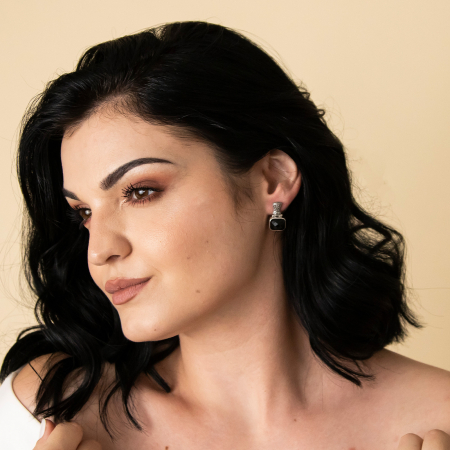 Cercei dreptunghiulari cu onix fațetat [0]