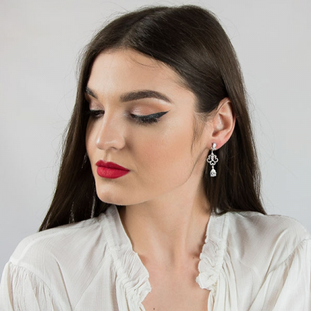 Cercei eleganți din argint rodiat cu cristale strălucitoare [2]