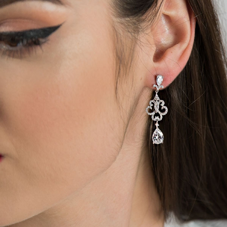 Cercei eleganți din argint rodiat cu cristale strălucitoare [1]