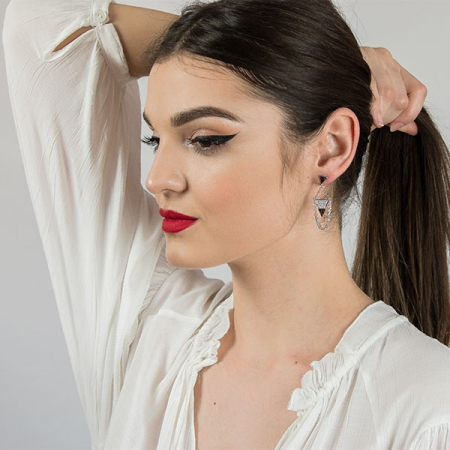 Cercei eleganți lungi din argint rodiat cu lănțișoare și zirconii [2]