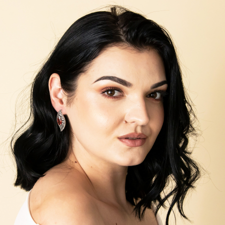 Cercei din argint cu granat si marcasite [0]