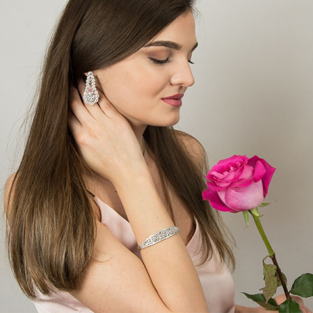 Cercei eleganți din argint lungi cu zirconii strălucitoare [4]