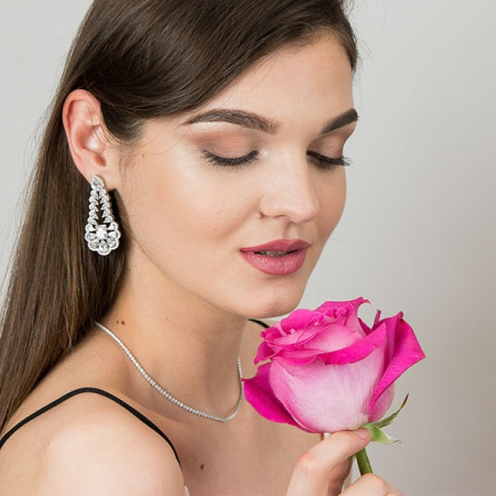 Cercei eleganți din argint lungi cu zirconii strălucitoare [3]