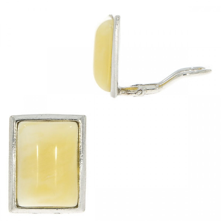 Cercei din argint pe lob, model dreptunghiular cu chihlimbar galben natural [2]