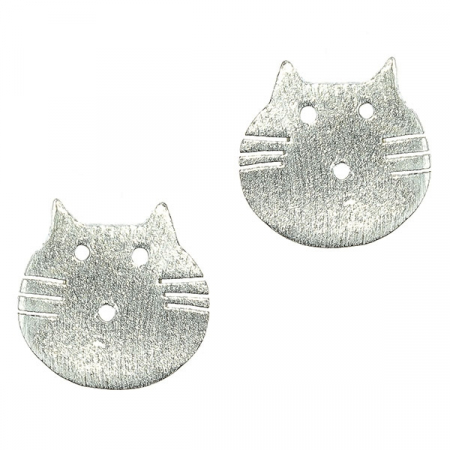 Cercei argint pe lob cu cap de pisică [0]