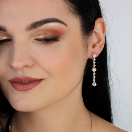 Cercei lungi din argint cu cristale de zirconiu [0]