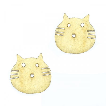 Cercei din argint satinat aurit pe lob cu pisicuțe [0]