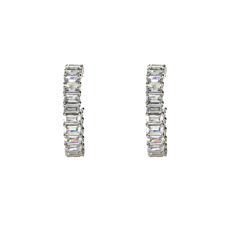 Cercei semirotunzi din argint 925 rodiat decorați cu zirconii [3]