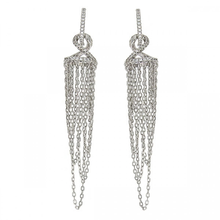 Cercei argint eleganți, lungi cu lănțișoare și cristale de zirconiu [1]