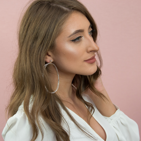 Cercei lungi statement din argint cu aspect satinat [1]