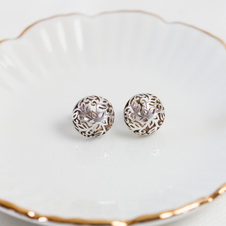 Cercei bănuț bombat din argint 925 cu model [2]