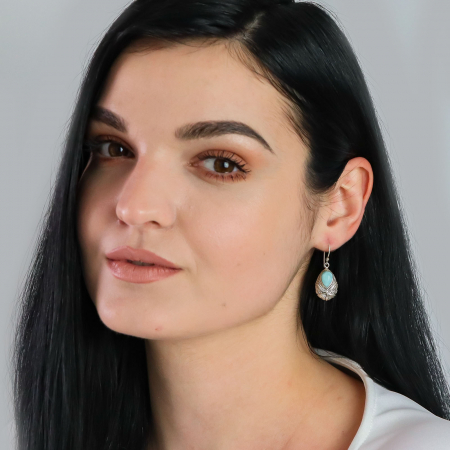 Cercei argint - Cercei din argint model marin cu larimar