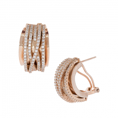 Cercei din argint 925 placat cu aur rose și zirconii [1]