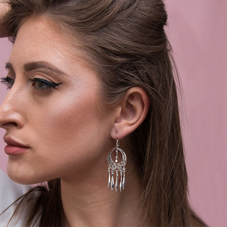 Cercei lungi din argint antichizat cu tortite mobile [1]