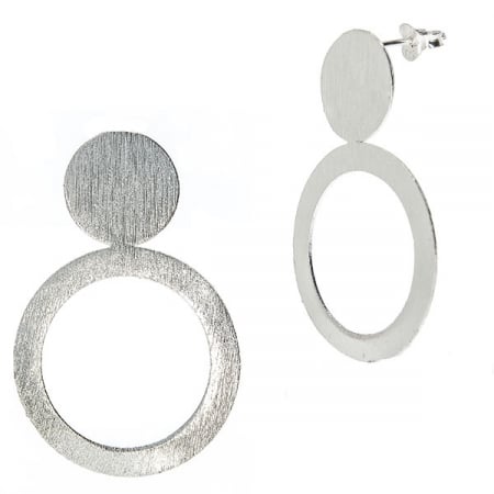 Cercei moderni din argint satinat mat cu prindere pe lob, formă rotundă [0]