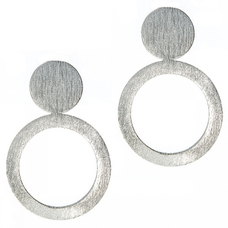 Cercei moderni din argint satinat mat cu prindere pe lob, formă rotundă [2]