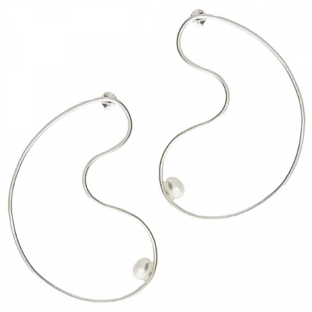 Cercei deosebiți din argint stil minimalist cu perlă [1]