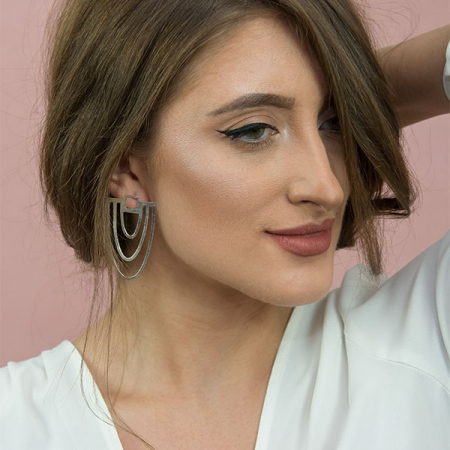 Cercei model candelabru din argint satinat mat [1]