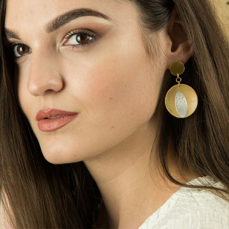 Cercei din argint placat cu aur, moderni, eleganți [0]