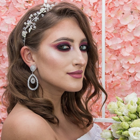 Cercei lungi lacrimă pentru mirese, cu cristale [1]