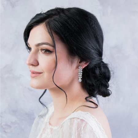 Cercei lungi cu cristale de zirconiu incolor [2]