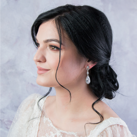 Cercei lungi, cu zirconii, pentru mireasă [1]