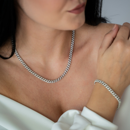 Colier argint rodiat cu zale cubaneze și zirconii [1]