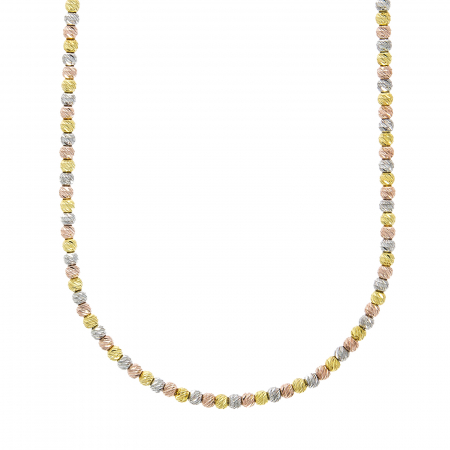 Colier din argint cu biluțe rose, aurii și argintii [1]