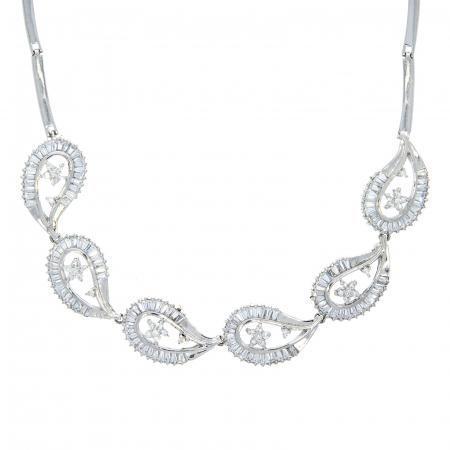 Colier din argint floral cu zirconii [1]