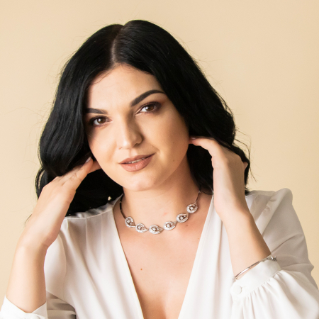 NOUTĂȚI - Colier din argint floral cu zirconii