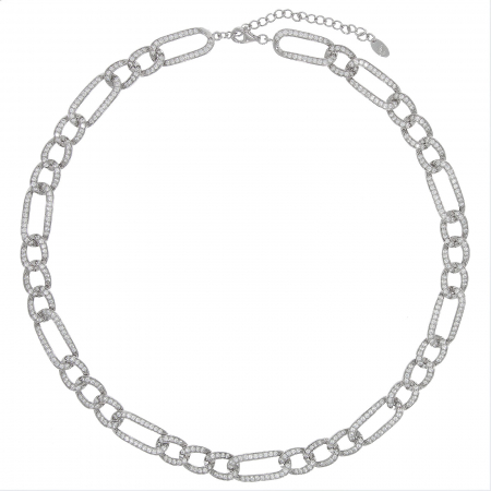 Colier argint rodiat cu zale încrustate cu zirconii [1]