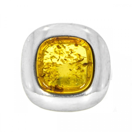 Inel pătrat din argint cu piatră de chihlimbar [1]