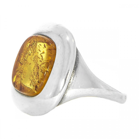 Inel pătrat din argint cu piatră de chihlimbar [3]