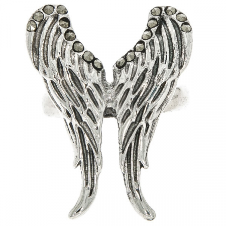 Inel argint antichizat model aripi cu cristale de marcasită [0]