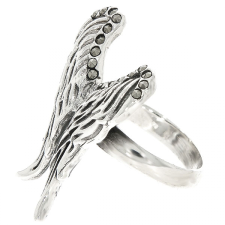 Inel argint antichizat model aripi cu cristale de marcasită [2]