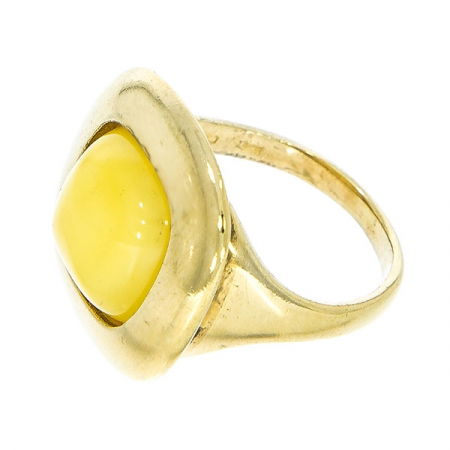 Inel din argint placat cu aur și piatră de chihlimbar galben baltic natural [1]