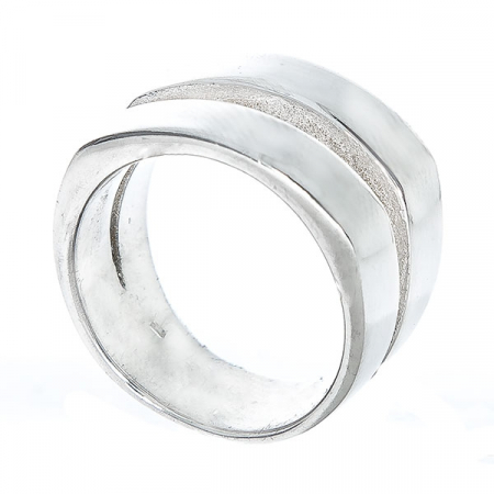 Inel stil verighetă din argint, model lat [1]