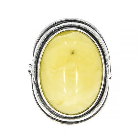 Inel din argint antichizat oval cu chihlimbar galben mat [1]